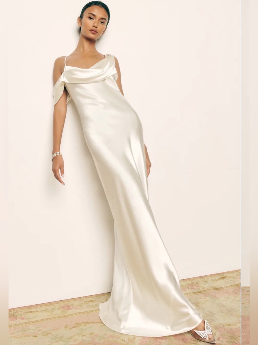 Reformation Ronda Silk Dress Size 6 Ivory